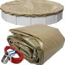Pool Mate 30 ft Extra Strength Platinum Pool Cover for Above Ground Pools | Sandstone Winter Pool Cover, 4 ft Overlap (34ft Cover Size), Solid 12 x 12 Scrim, 3.7 oz/yd2,Style: 5730-4