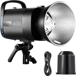 NEEWER S101-400W Strobe Flash Light with 9 Levels 150W Modeling Lamp, 400Ws GN65 5600K with Standard Bowens Mount Reflector, S1/S2 Mode Silent Fan for Studio Photography Portrait Product Shooting
