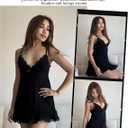 Avidlove Women Lingerie Lace Chemise V Neck Sexy Nightgown Modal Babydoll Sleepwear (M)