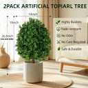 QCQHDU Artificial Boxwood Topiary Ball Bush for Outdoor, 26.8" Fake Trees Evergreen Plants with Ground Spike,UV Resistant Faux Greenery Shrubs for Indoor,Garden,Yard,Front Porch,Patio Decor,Set of 2
