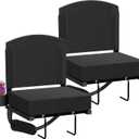 Dayacoco Stadium Seats with Back Support, Portable Bleacher Seat for Bleachers Hold up 400lbs, Wide Bleacher Seat with Shoulder Strap & Handle Perfect for Sports Events (Black, 2pcs)