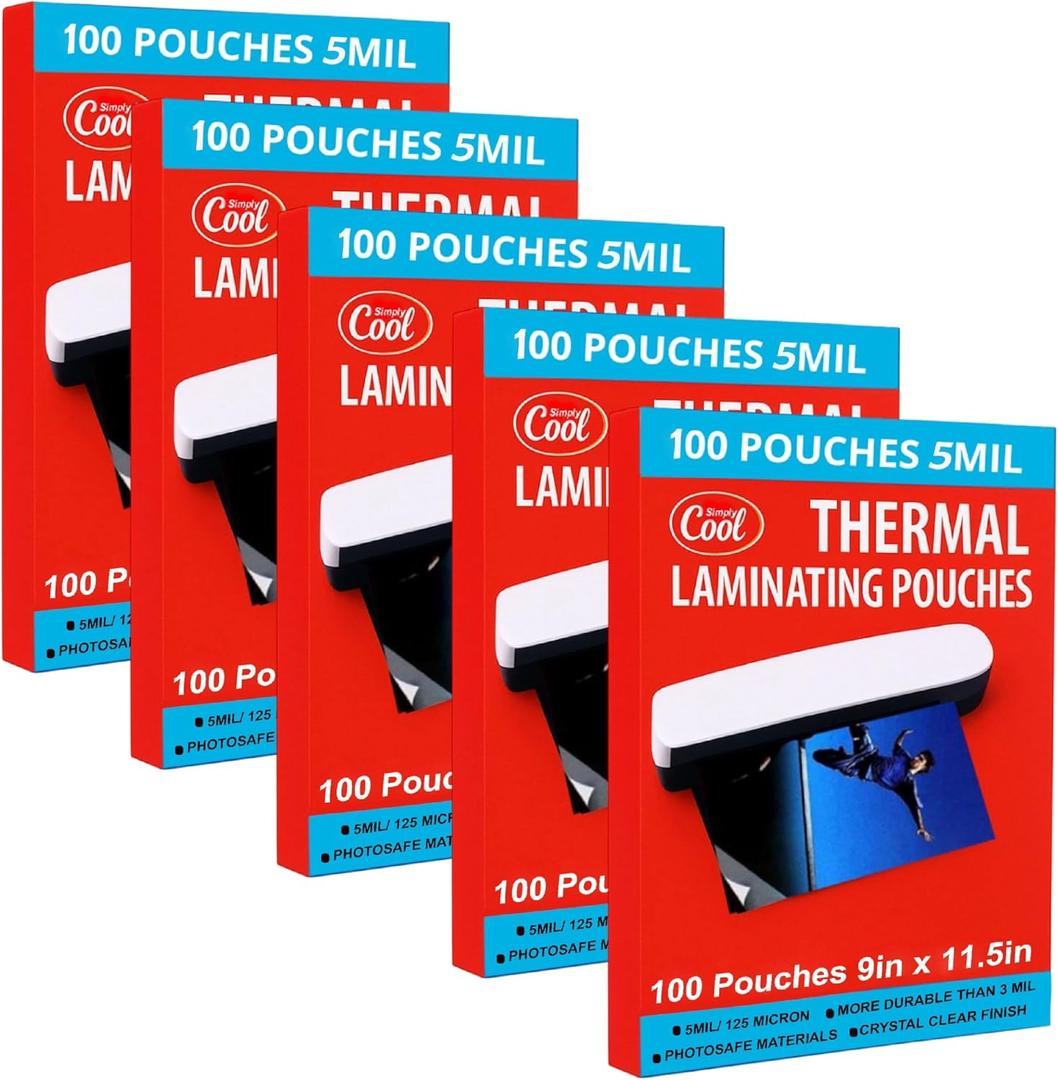 Simply Cool 5 Mil Thermal Laminating Sheets Pouches 500ct 9 x 11.5 Inch