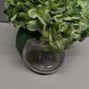 Hollyone Hydrangea Artificial Flowers with Glass Vase Dark Green Silk Faux Flowers Arrangements in Vase with Faux Water Fake Floral Bulk Bouquet for Home Decor Table Centerpiece Decorations