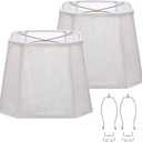 Gray Lamp Shades Set of 2, 10.5" x 10"x 13" Medium Rectangle Lampshades Cut Corner Fabric Lamp Shades Replacement, Include 2 Lamp Harps, Suitable for E26 Base and Saddle Base, Easy Assembly Required