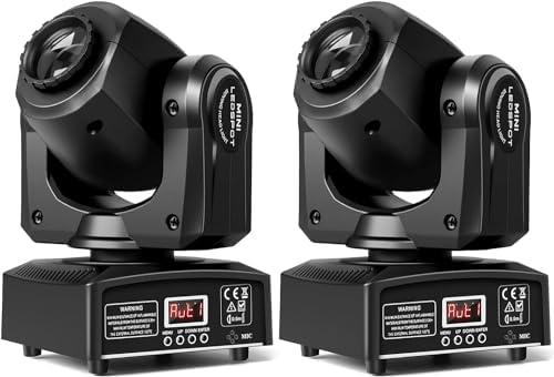 U`King Stage Lights Moving Head Lights 8 Gobos 8 Colors 11 Channels 25W Spotlights DMX 512 with Sound Activated for Wedding DJ Party Stage Lighting 2PCS