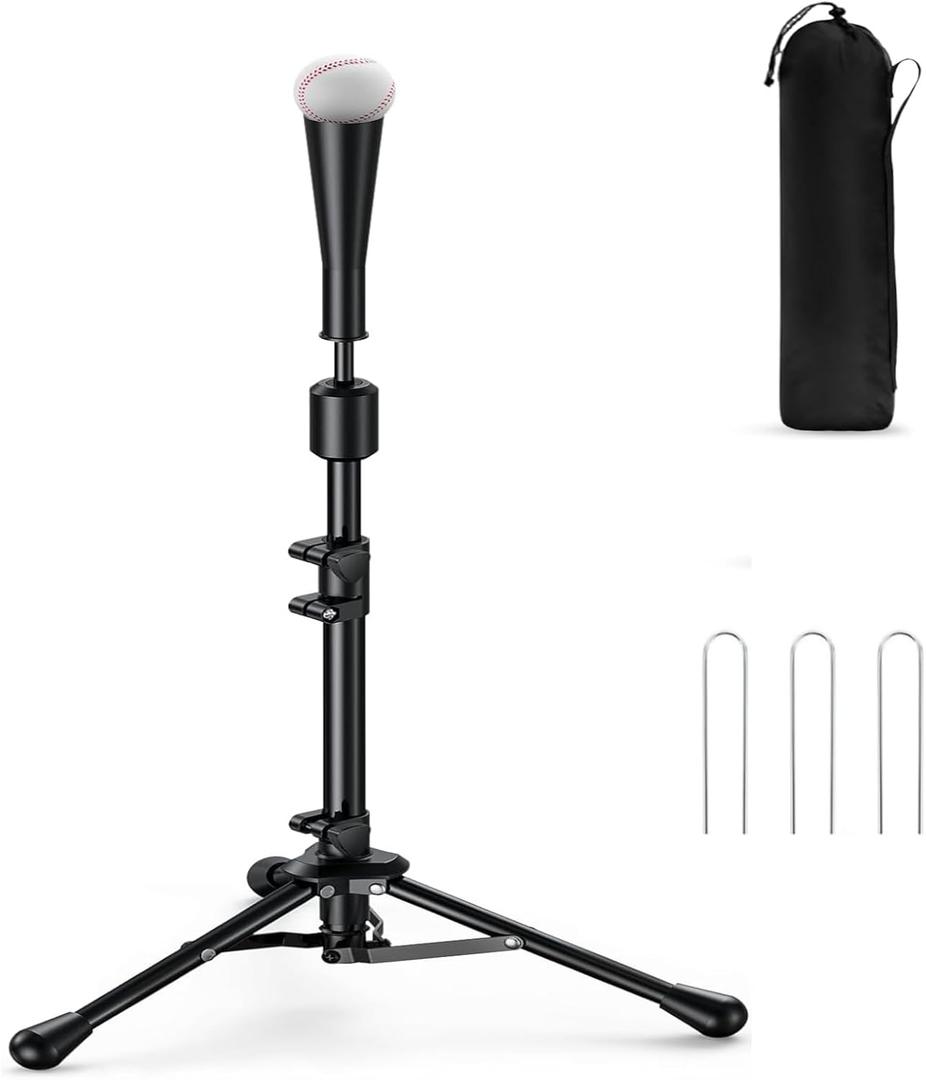 2025 New Upgrade Portable Batting Tee for Baseball/Softball,23.23 to 40.16 Inch Baseball Tee for Kids,Batting Tee,Softball Tee,Youth Hitting Tee,Teeball Tee,Travel Tee,Easy Adjustable Height (Black)