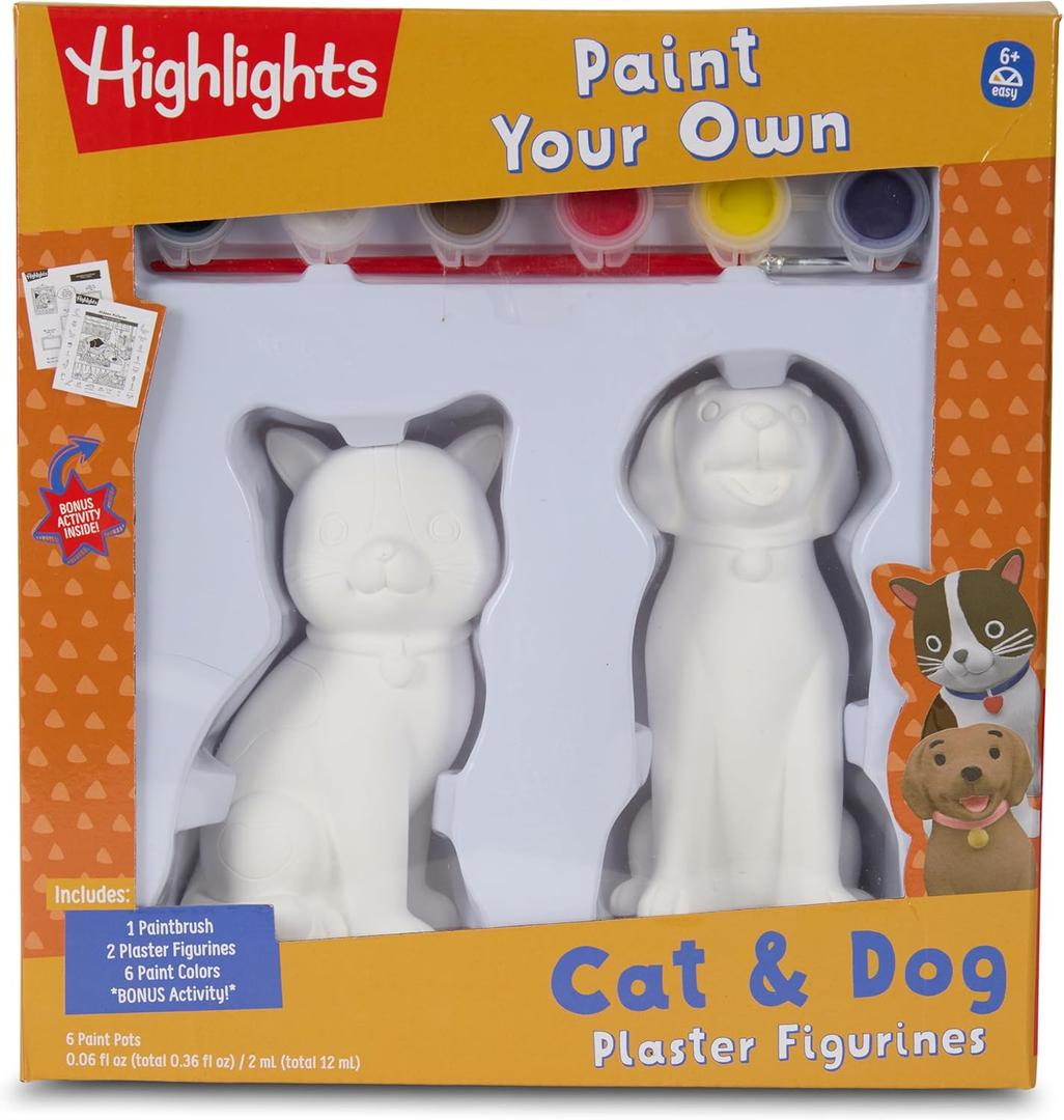 Highlights Paint Your Own Plaster Figurine & Activity Kits  DIY Art Sets with Figurines, Paints, Brush & Bonus Activities  Multiple Themes  Ages 6+