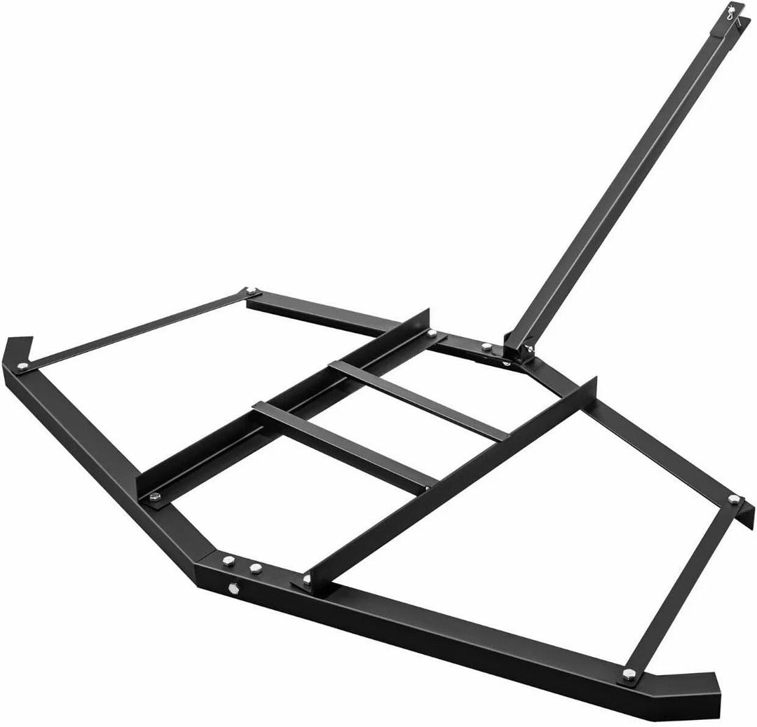 Driveway Drag, 74" Heavy Duty Steel Driveway Drag Harrow with Pin-Style Hitch, Tow Behind Grader for ATV, UTV, Garden Lawn Tractors Adjustable Bars for Efficient Driveway and Lawn Maintenance