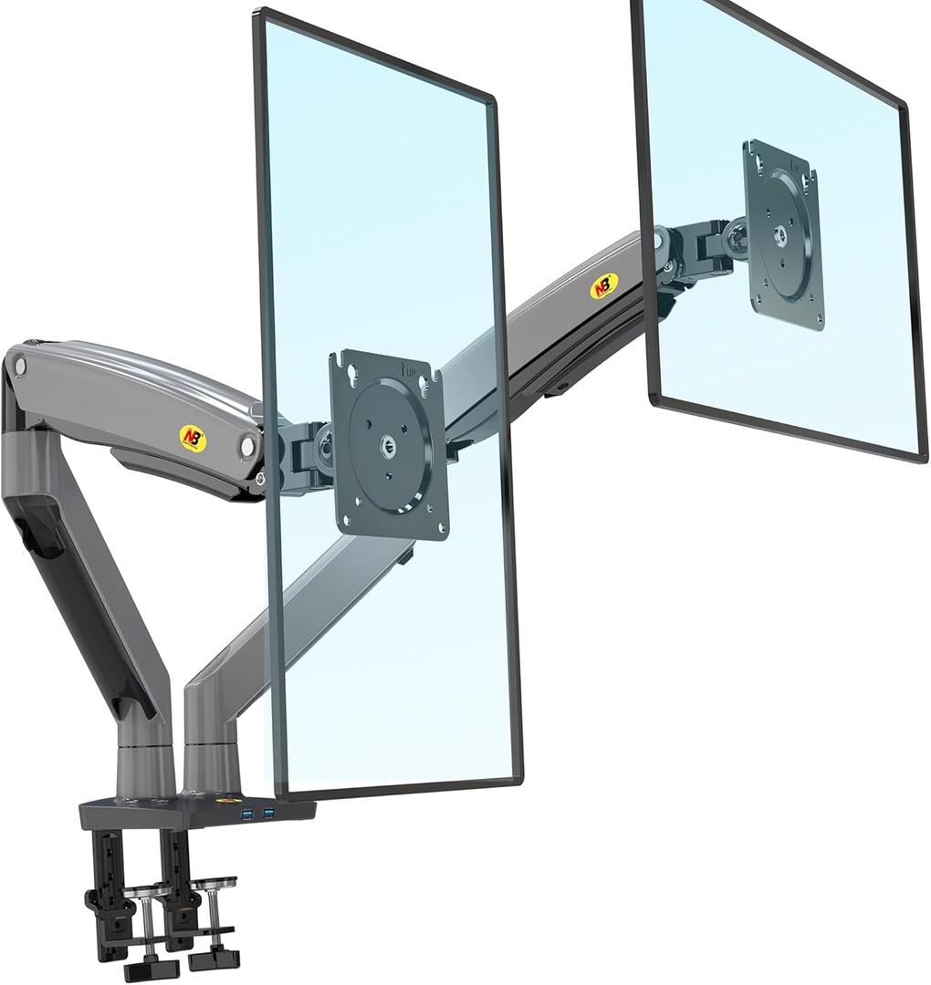 NB North Bayou Dual Monitor Desk Mount Stand Full Motion Swivel Computer Monitor Arm Fits 2 Screens up to 32'' with Load Capacity 6.6~26.4lbs for Each Monitor G75