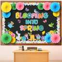 Eersida Valentines Day Bulletin Board Decorations with Paper Fans Spring Classroom Bulletin Board Set Colorful Heart Flower Cutout for Valentines Springtime Holiday School Wall Decor(Spring)