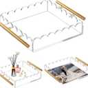 Acrylic Scalloped Tray with Magnetic Mat and Bronze Handles Clear Rectangular and Includes Anti-Slip Pads(8 * 8 * 2"- Handles)
