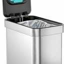 Home Zone Living 3 Gallon Small Trash Can with a Lid and Step Pedal, CleanAura, Odor Control, Stainless Steel with Slim Design for Home and Office, Silver, 10 Liters