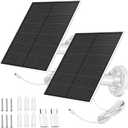 Solar Panel Charger for Security Camera Outdoor, 5W Solar Panels with Micro USB & USB C Adapter for DC 5V Rechargeable Battery Camera, IP65 Waterproof, 360°Adjustable Mounting, 9.8 Ft Cable (2 Pack)
