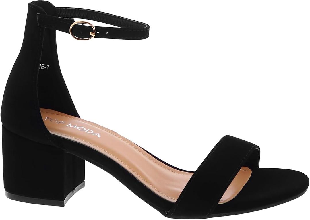 TOP Moda Darcie-1 Ankle Strap Dressy High Heel Sandal, Non-slip Sole, For Wedding, Party, Prom, Evening Wear, or Any Occasion, Sleek Style Block Heel Sandals, 6 1/2