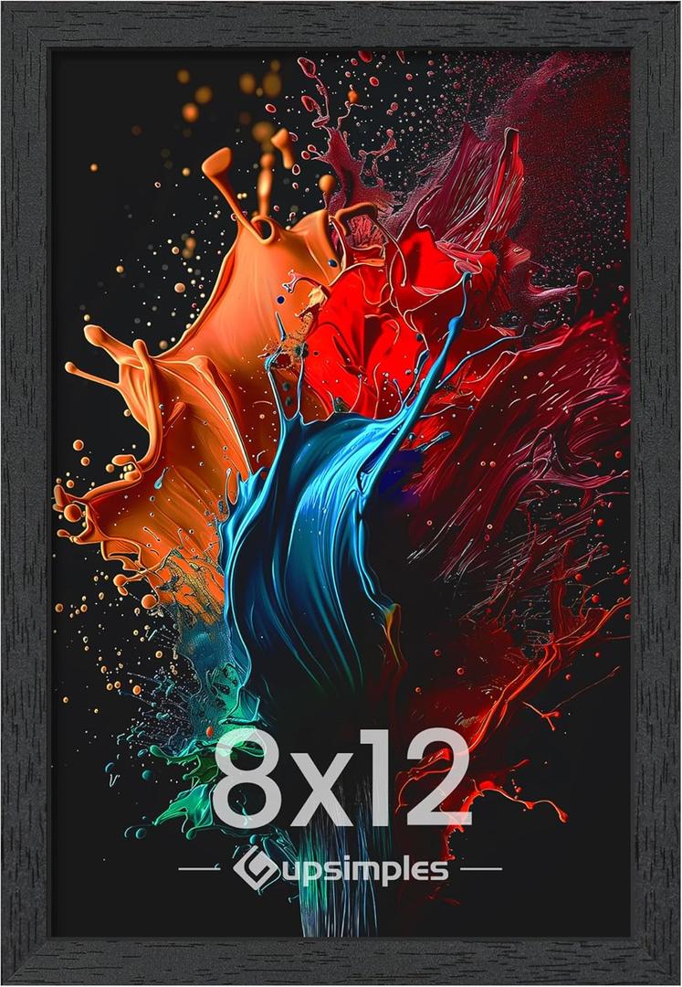 Upsimples 8x12 Picture Frame, Wall Gallery Photo Frames with Engineered Wood, Black 1 Pack