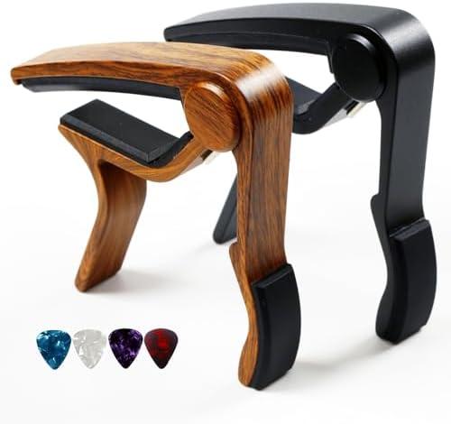 Pack Of 3 Guitar Capo Capo for acoustic guitar 6-String Acoustic & Electric Guitar Capo, Black+Dark wood grai 