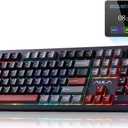 AULA F106 PRO Wireless Mechanical Keyboard, 104 Keys Gaming Keyboard with Knob & Screen, Tri-Mode RGB Hot Swappable Creamy Sounding Computer Keyboards for PC/Laptop/Windows - Black Red