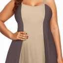 Aleumdr Women Plus Size One Piece Swimsuit Swim Dress Tummy Control Bathing Suit Athletic Swimdress Build in Shorts with Pockets Black 1X