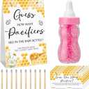 Roowest 512 Pcs Baby Shower Games Guess How Many Pacifiers Sign 100 Small Guessing Games 10 HB Pencils 750ml Milk Bottle 400 Acrylic Pacifiers Decoration for Guest Gender Reveal(Pink,Bee)