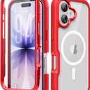 Magnetic for iPhone 17 Case with Built-in Sensitive Screen Protector, Full-Body Dual Front & Back Protective Phone Case [Compatible with MagSafe] Drop Proof 17 Cover 6.3 Inch, Red