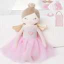Perfectto Design Ballerina Princess Doll Stuffed Animal for Girls Toy Set - Bag, Tutu, Wings Play for 3 4 5 Year Old Girl Gift for Little Girl, Birthday, Christmas Age 3-9