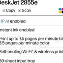 HP DeskJet 2855e Wireless All-in-One Color Inkjet Printer, Scanner, Copier, Best-for-home, 3 month Instant Ink trial included. This printer is only 2.4 ghz capable. (588S5A)