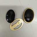 Oval Black & Gold Tone Clip on Earrings