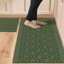 COSY HOMEER 48x20 Inch/30X20 Inch Kitchen Rug Mats Made of 100% Polypropylene 2 Pieces Soft Kitchen Mat Specialized in Anti Slippery and Machine Washable for Home Kitchen,Green (20"x30"+20"x48")