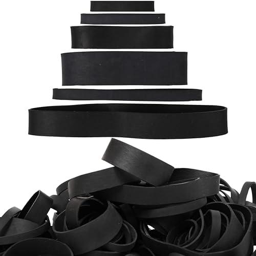 65Pcs Rubber Bands Assorted Sizes Black 6 sizes 1.5in 2in size 82 size#94 size 64 size 105 Mixed wide Elastic Bands for for Survival Office Supply Tactical Rubber Bands
