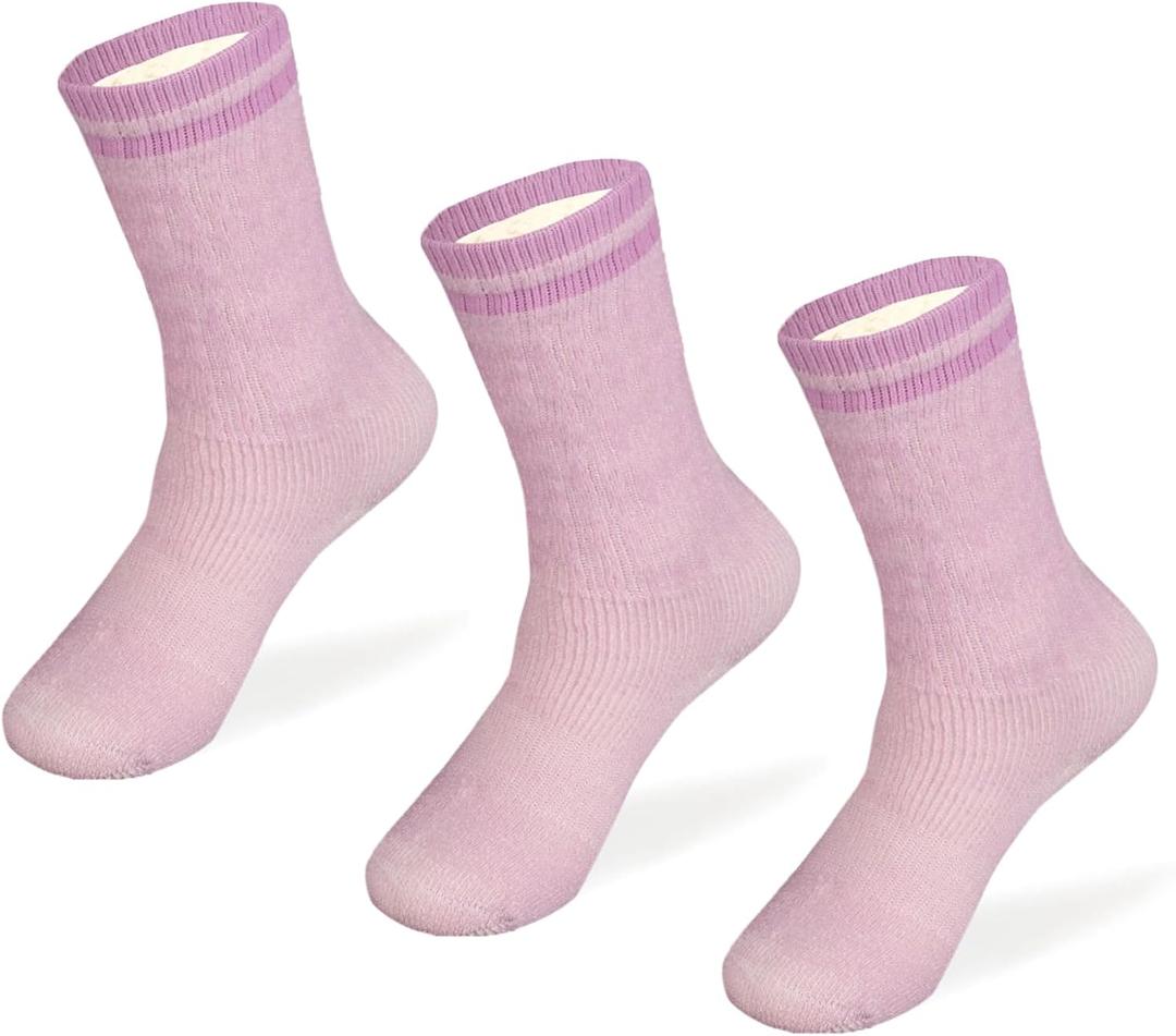 MERIWOOL Merino Wool Kids Hiking Socks for Children 3 Pairs (Small, Lilac)