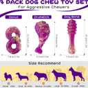 WinTour Dog Chew Toys for Aggressive Chewers 3 Pack, Indestructible Dog Toy to Keep Them Busy, Tough Dog Toys for Aggressive Chewers for Small, Medium and Large Breeds, Beef Flavor, Purple