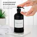 Hand and Dish Soap Dispenser for Kitchen and Bathroom, Set of 2 16 Oz Glass Bottles, Stainless Steel Pumps, Non-Slip Silicone Base, 27 Waterproof Labels (Matte Black Bottle/Black Pump)