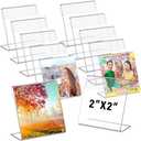 Chunful 12 Pack Clear Acrylic Self Standing Photo Frames Small Picture Frame Bulk Wallet Size Desktop Display Freestand for Home Office (2 x 2 Inches)