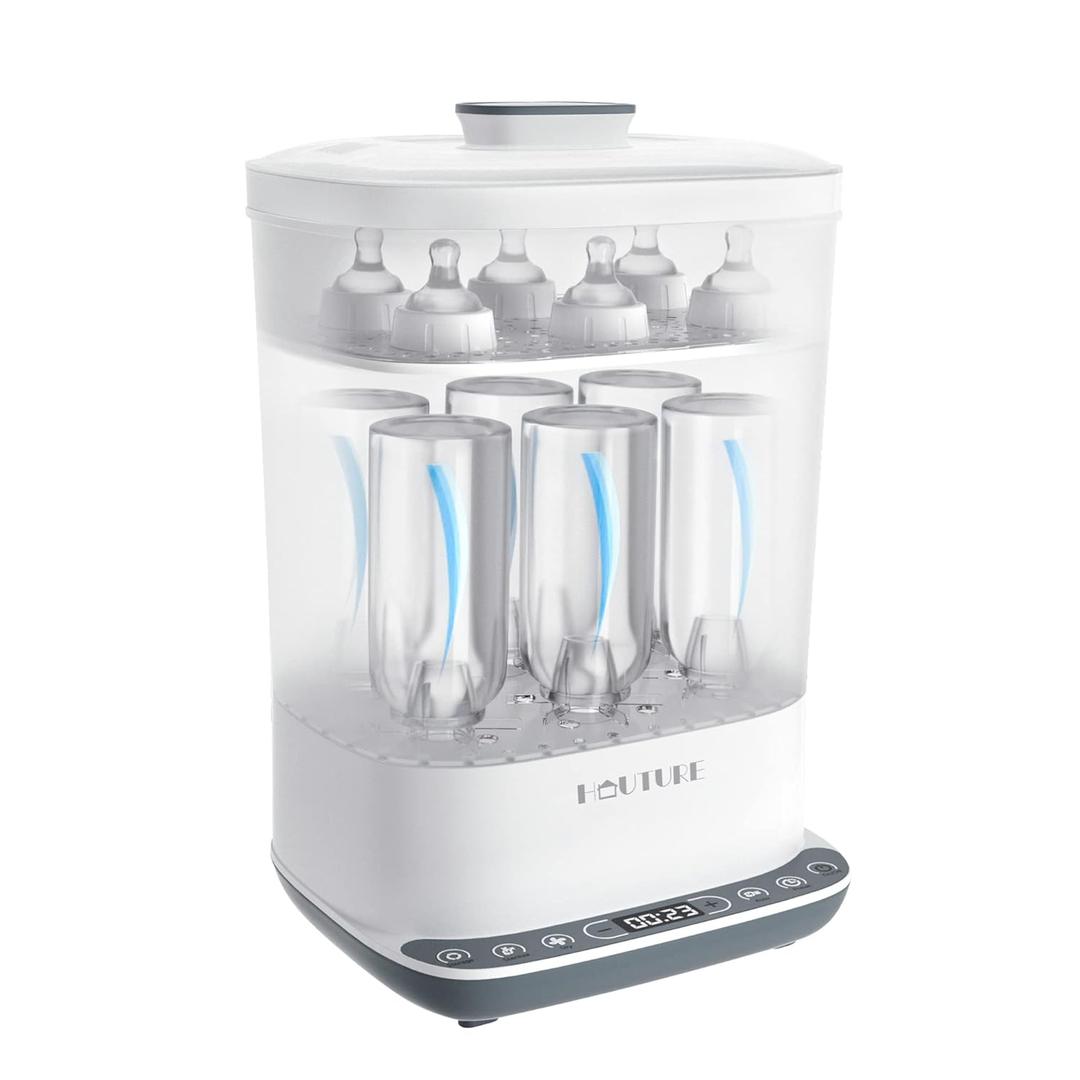 Baby Bottle Sterilizer | Esterilizador de Biberones, 6-in-1 HAUTURE Bottle Sterilizer and Dryer, Electric Steam Bottle Sanitizer for Baby Stuffs, Baby Bottles & Breast Pump Accessories