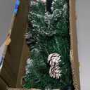 5 ft. Snow Flocked Unlit Artificial Pencil Christmas Tree Hinged with Pine Cones