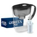 Brita Small 6 Cup Water Filter Pitcher, 1 BritaPlus Filter, Metro, Black  