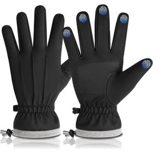 Winter Outdoor Waterproof Ski Gloves for Women Men, Cashmere Warm Lining Finger Touchscreen Texting Riding Gloves (Medium, Black)