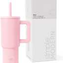 Simple Modern Kids 24 oz Tumbler with Handle and Silicone Straw Lid | Spill Proof and Leak Resistant | Reusable Stainless Steel Bottle | Gift for Kids Boys Girls | Trek Collection | Blush