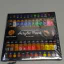Acrylic Paint Set Canvas Art Paints 24 Colors Perfect Paint Finish (0.41oz,12 ml) With 3 Brushes - Painting Canvas, Paper, Wood, Rock, MDF, Ceramic & Fabric