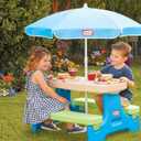 Little Tikes Easy Store Jr. Picnic Table with Umbrella - Blue / Green, 27.25''L x 27.00''W x 18.25''H