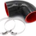 90 Degree 3 inch(76mm) Elbow Coupler Hose,4-Ply Reinforced,Length 4 inch(102mm) with 2PCS Clamps for Turbo/Intercooler/Intake Piping Coupler