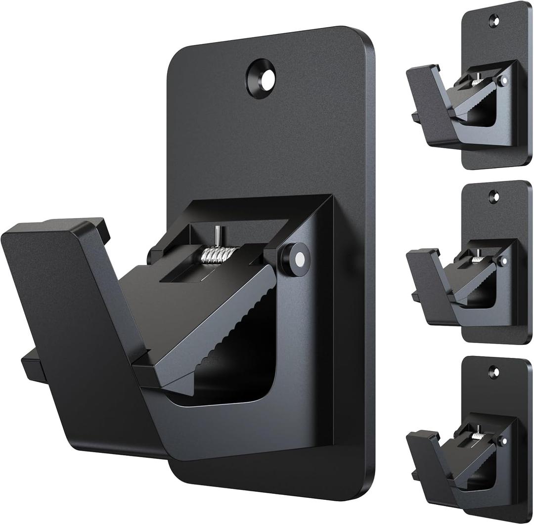 Adhesive No Drill Curtain Rod Brackets - Heavy Duty 30LB Holders for Bathroom Bedroom Kitchen, Universal Damage-Free Window Rod Hooks with Nail-Free Installation (2PC Black)