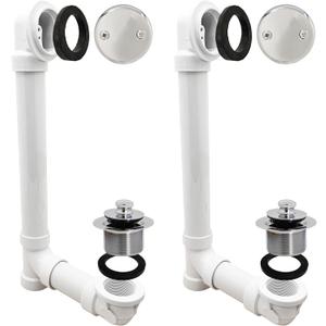Westbrass D4972-26 1-1/2" Bath Waste & Overflow Assembly with Pull Drain Stopper and Two-Hole Faceplate Top Elbow - Sch. 40 PVC, Polished Chrome (2-Pack)