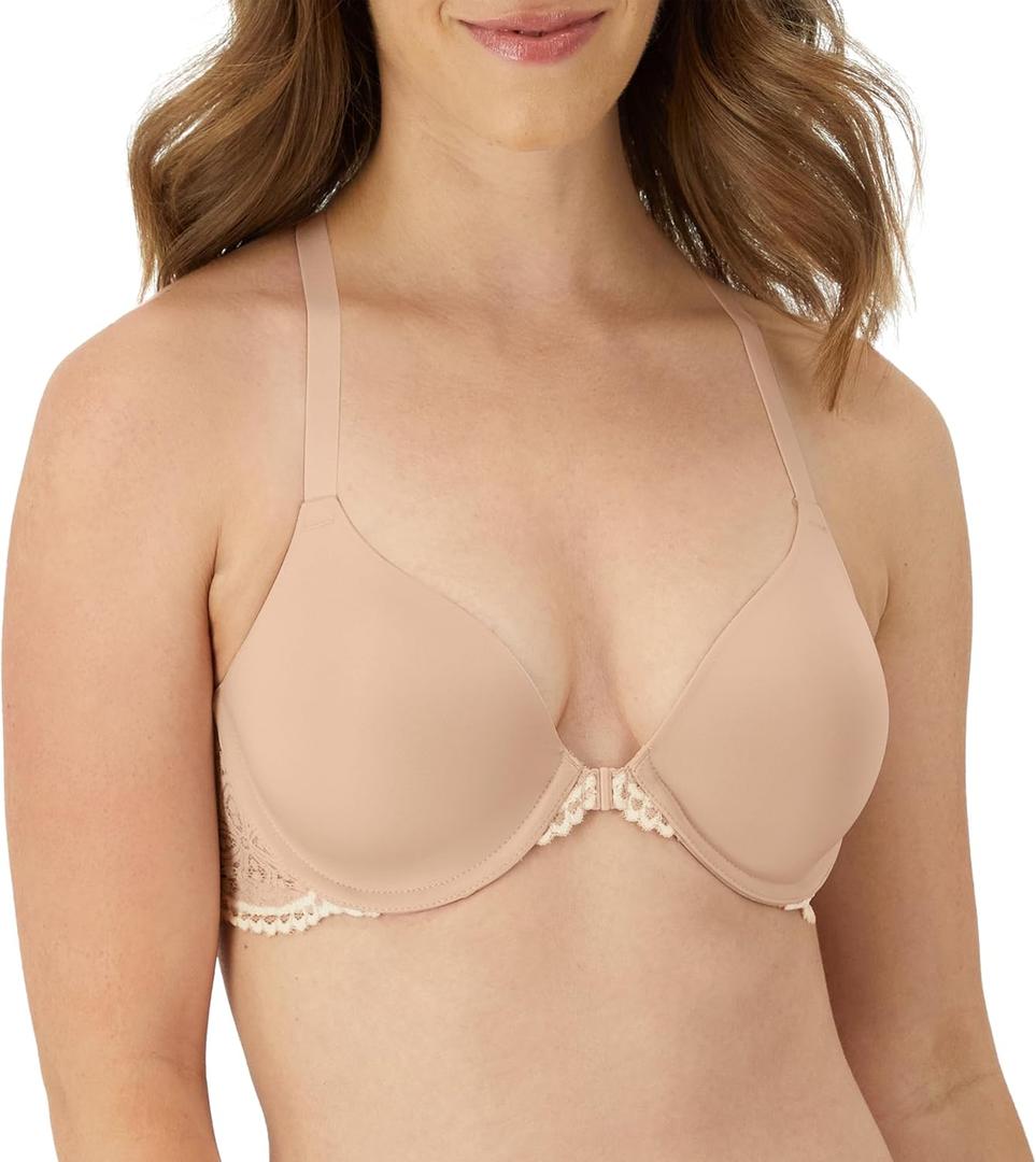 Maidenform Womens Racerback Bra with Shaping & Support, One Fab Fit Underwire Bras for Women, Lightly Lined, Front Closure (36C, Sandshell/Pearl)