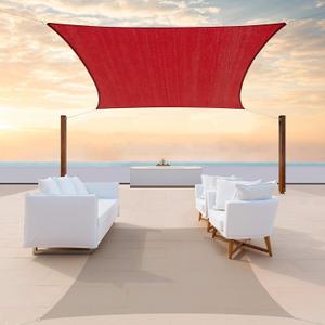 ColourTree 8' x 10' Red Sun Shade Sail Rectangle CTSLR8 - Canopy Mesh Fabric UV Block UPF50 - Commercial Heavy Duty - 190 GSM 
