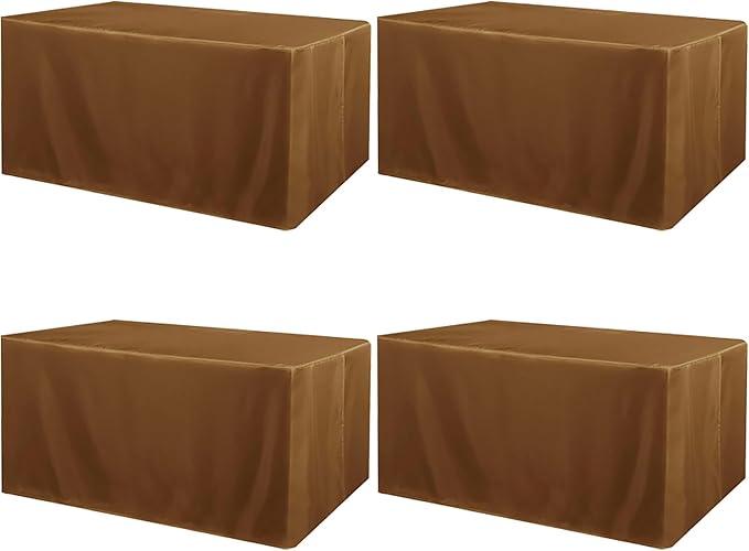 ManMengJi 4 Pack Fitted Table Covers for 6 Foot Tables - Water Resistant Washable Rectangle Tablecloth for Wedding, Banquet and Trade Shows, 72L x 30W x 30H Inches, Brown