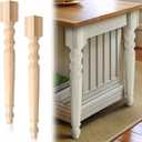 2 Pcs Unfinished Kitchen Island Legs Farmhouse Solid Wood Table Legs Rubberwood Replacement Raised Panel Cabinet Column (35.4" H X 3.7" W X 3.7" D, Classic Style)