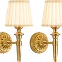 Rechargeable Wall Sconces Set of 2, 5200mAh Battery Operated Wall Lamps with Remote, Vintage Fabric Sconce, Wireless Renter Friendly Wall Lamp for Bedroom, Living Room, Modern Cordless Night Lighting