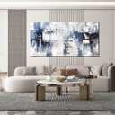 Prepeyssee White and Blue Abstract Canvas Wall Art for Living Room Bedroom Home Office Large Modern Grey Abstract Canvas Prints Picture Ready to Hang Size 29x59