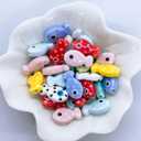Decoendiy 50Pcs Porcelain Ceramic Fish Beads, Ocean Sea Beach Animal Beads, Fish Shaped Printed Loose Spacer Bead for DIY Necklaces Bracelets Crafts Supplies (Mix)